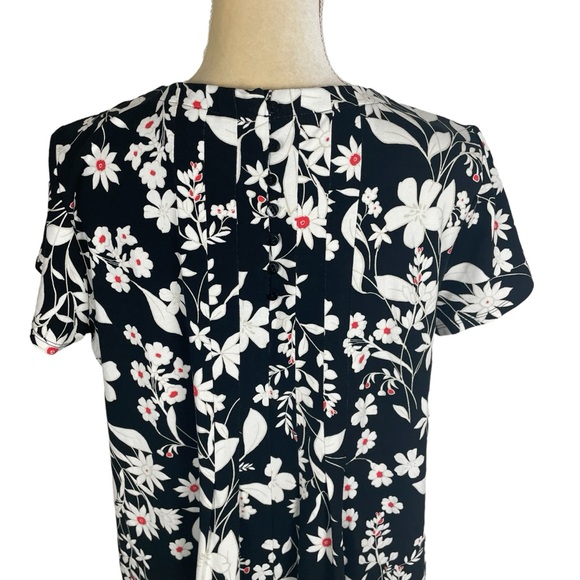 J Jill Wearever Collection Floral Shift Dress Black‎ White Short Sleeve Size M - Picture 6 of 14